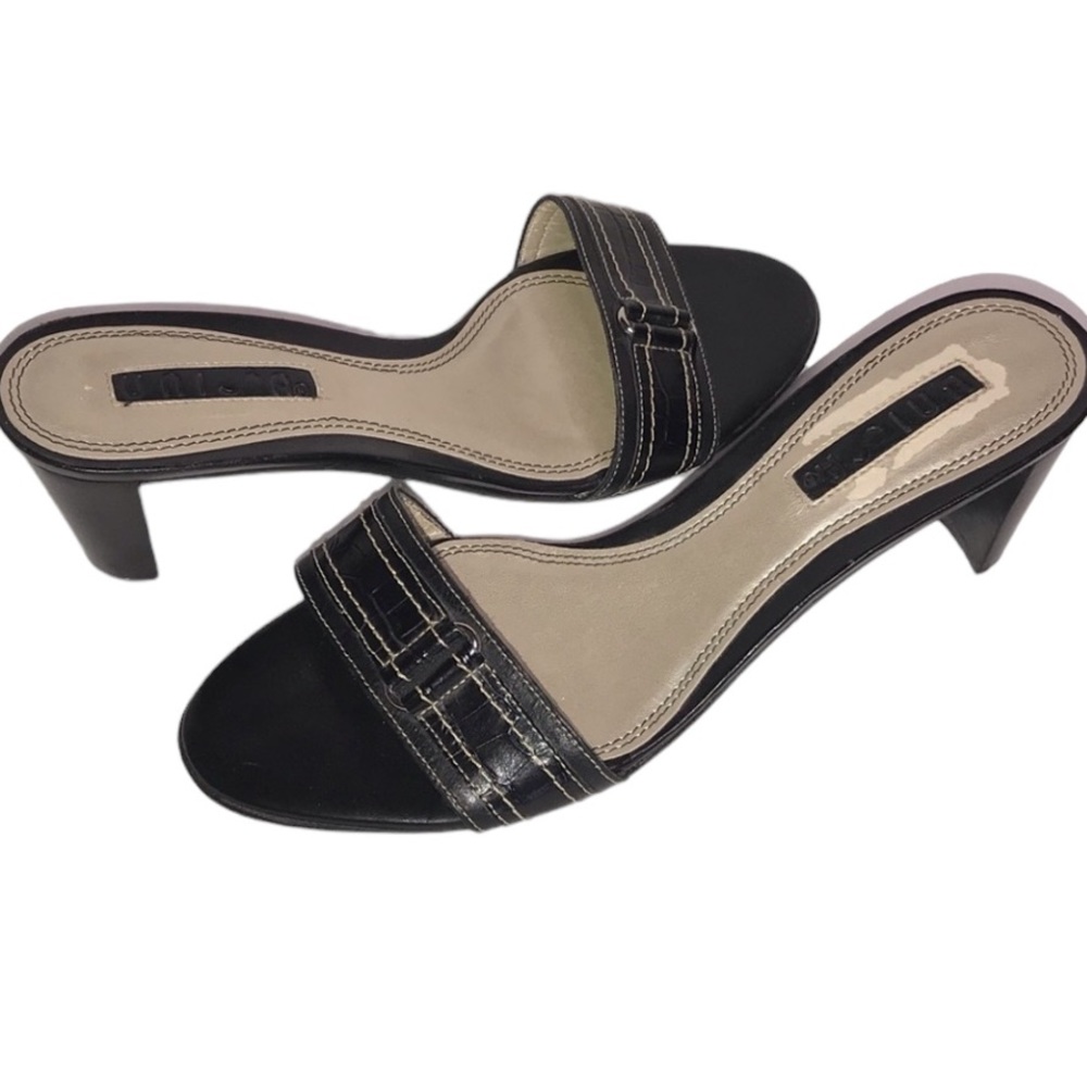 Unisa Black leather sandal with silver hardware 7